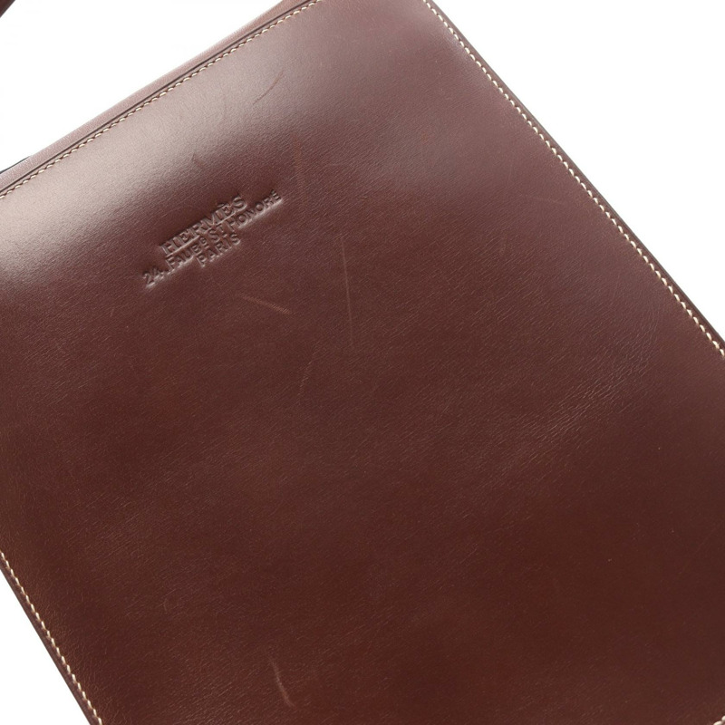 HERMES Lucy MM 手提包 Box 小牛皮 小牛皮 棕色 二手 女士 A-6