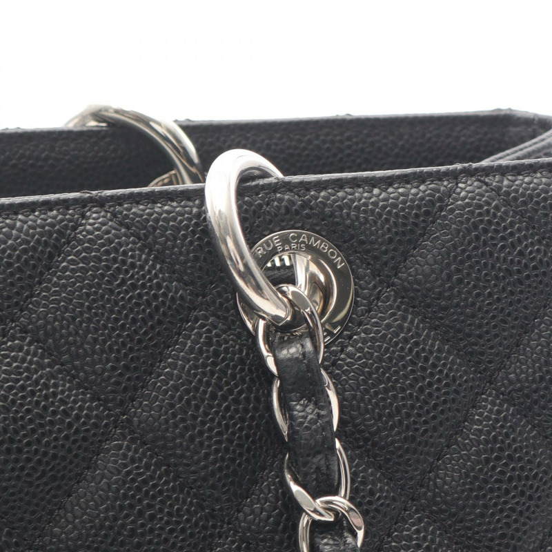 香奈兒 (CHANEL) Matelasse Grand Shopping GST 鏈條手提包 A50995 小牛皮 黑色 SHW-7