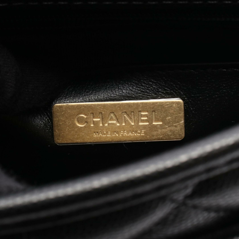 CHANEL 小號頂部手柄 Matelasse 鏈條單肩包 AS3652 皮革黑色二手-3