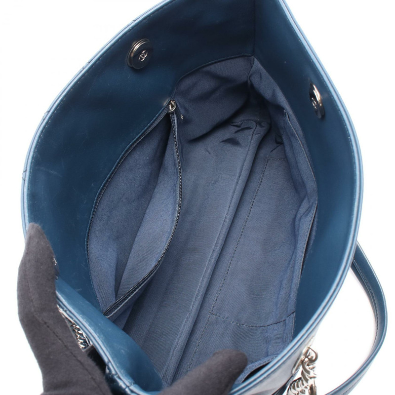 CHANEL Matelasse 鏈條單肩包 A98620 羔羊皮 藍色 二手 SHW-2