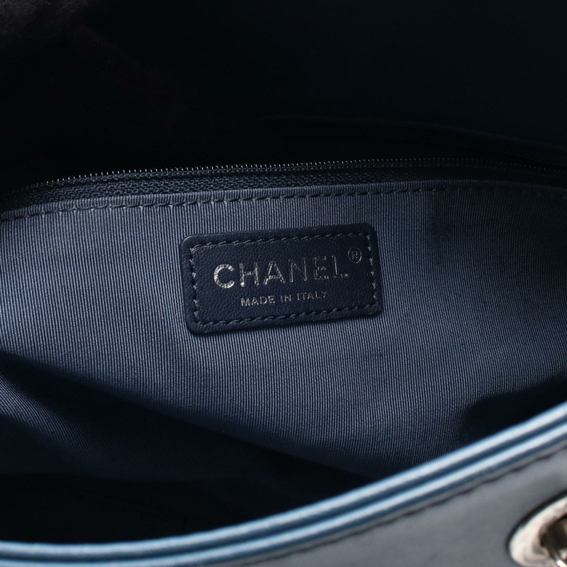 CHANEL Matelasse 鏈條單肩包 A98620 羔羊皮 藍色 二手 SHW-3