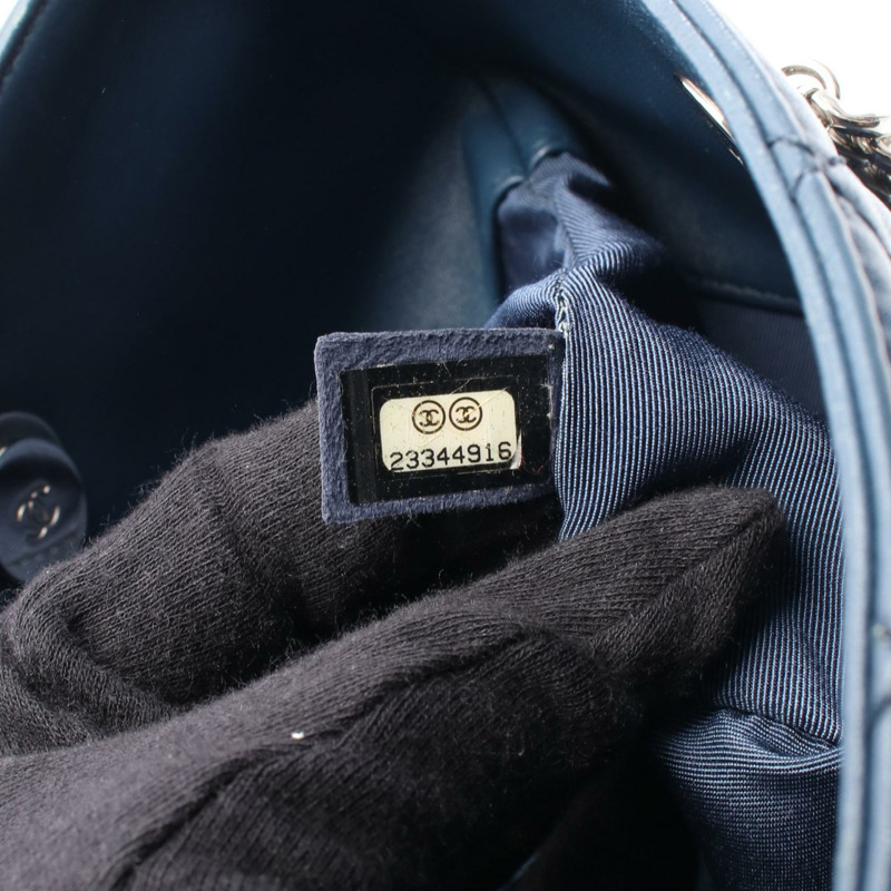 CHANEL Matelasse 鏈條單肩包 A98620 羔羊皮 藍色 二手 SHW-4