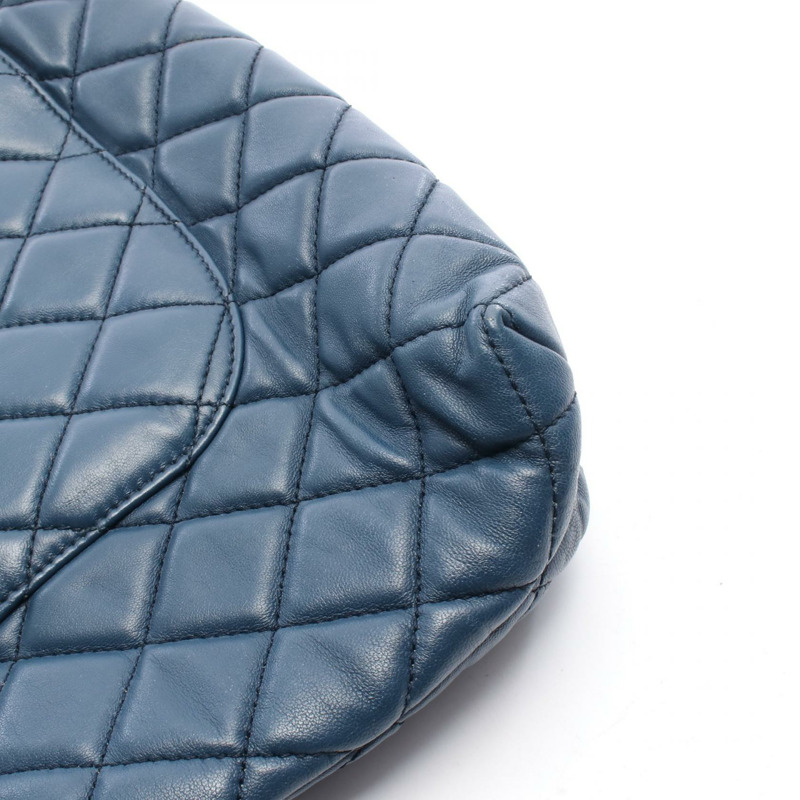 CHANEL Matelasse 鏈條單肩包 A98620 羔羊皮 藍色 二手 SHW-6