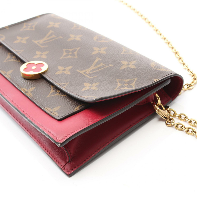 LOUIS VUITTON Portefeuille Flor 鏈條單肩包 M69578 Monogram Brown Fuschia-8
