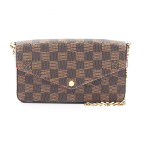 LOUIS VUITTON Pochette Felice 單肩包 N63032 Damier 帆布 Ebene 二手女式