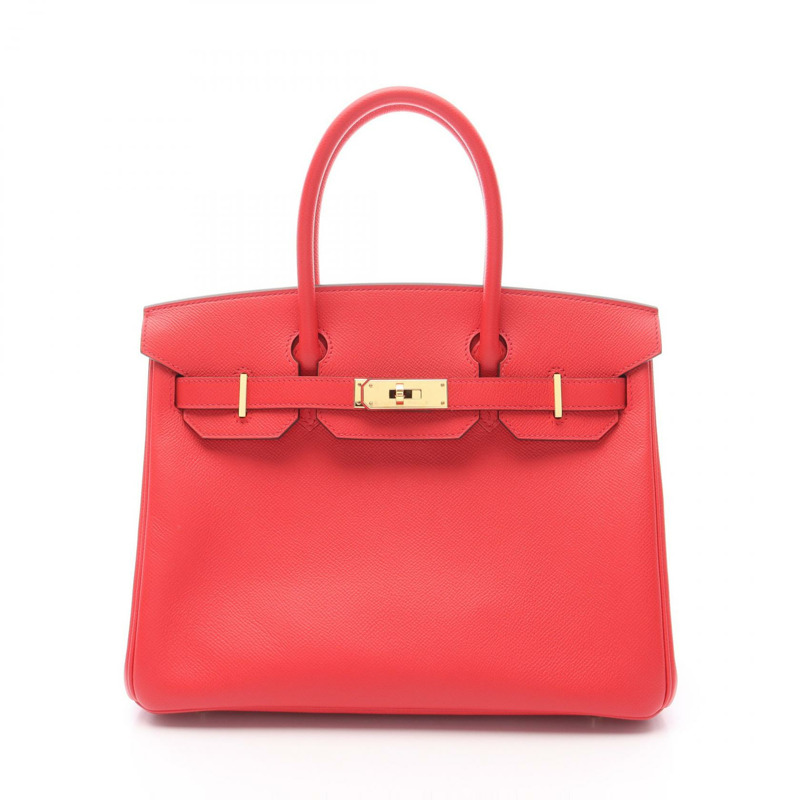 HERMES Birkin 30 手袋 Epsom 皮革 紅色 Bougainvillier 二手 女士 C GHW-0