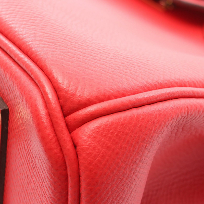 HERMES Birkin 30 手袋 Epsom 皮革 紅色 Bougainvillier 二手 女士 C GHW-6