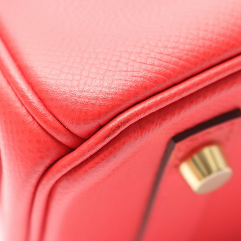 HERMES Birkin 30 手袋 Epsom 皮革 紅色 Bougainvillier 二手 女士 C GHW-7
