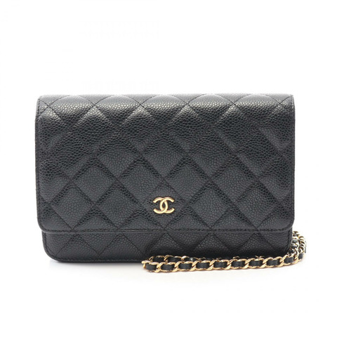CHANEL Matelasse 鏈條單肩包 A33814 粒面小牛皮 黑色 二手 女款 GHW