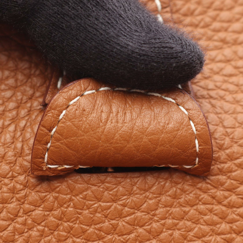 HERMES Evelyne Troyes PM 單肩包 Clemence 皮革 棕色 金 二手 SHW U-4