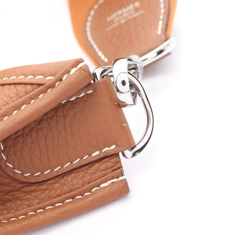 HERMES Evelyne Troyes PM 單肩包 Clemence 皮革 棕色 金 二手 SHW U-6