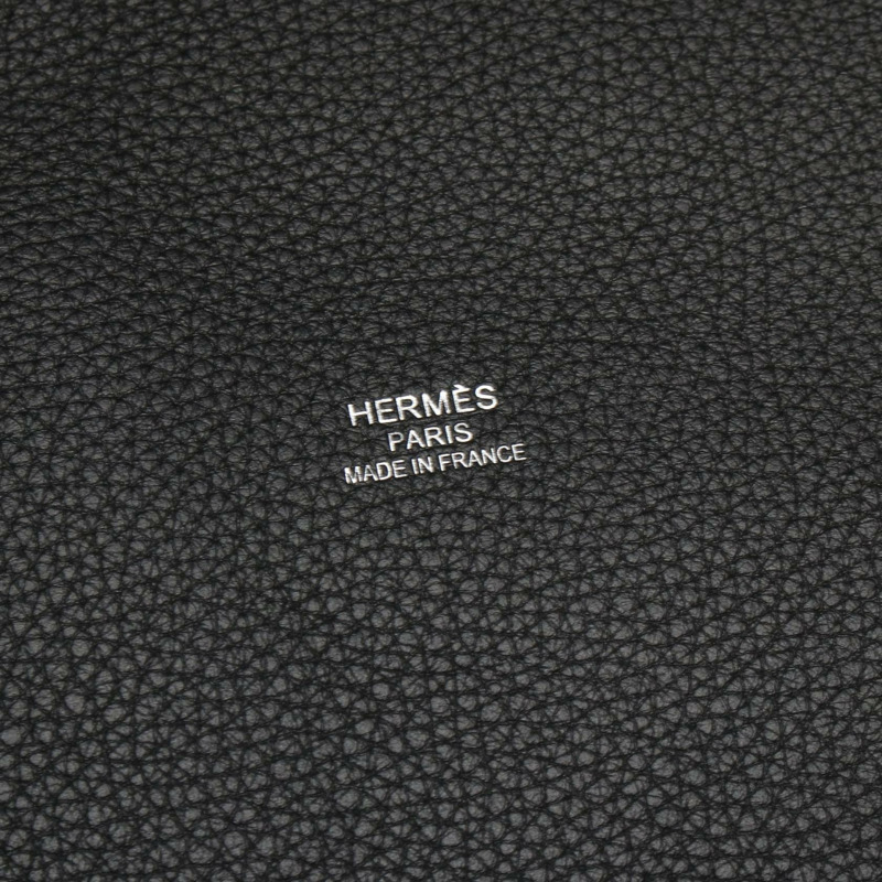 HERMES Pursangle 手提包 Toile 軍用帆布皮革黑棕色二手 U 黑色-3