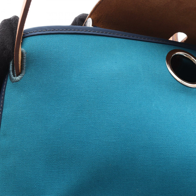 HERMES Herbag Zip PM Shoulder Handbag Q Toile officier hunter Blue de galice-5