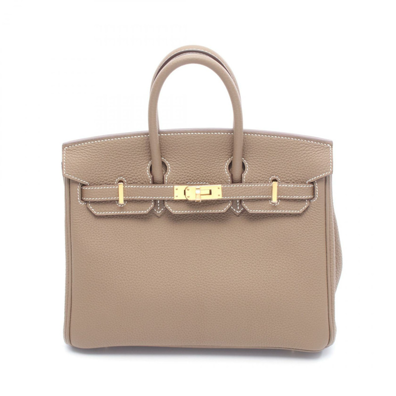 HERMES Birkin 25 手提包 Y Togo 皮革 棕色 Etoupe 灰色 二手 女款 GHW-0