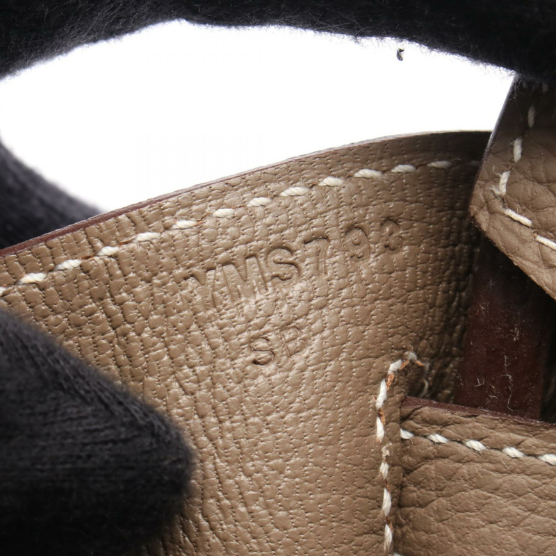 HERMES Birkin 25 手提包 Y Togo 皮革 棕色 Etoupe 灰色 二手 女款 GHW-4