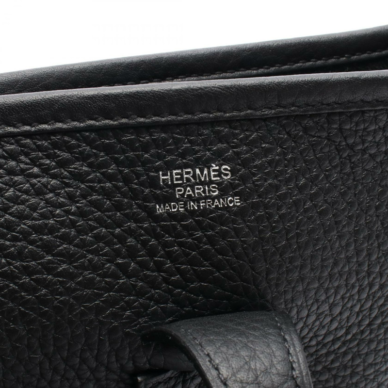 HERMES Evelyne 3 Troyes PM 單肩包 K Clemence 皮革 黑色 女款 SHW-3