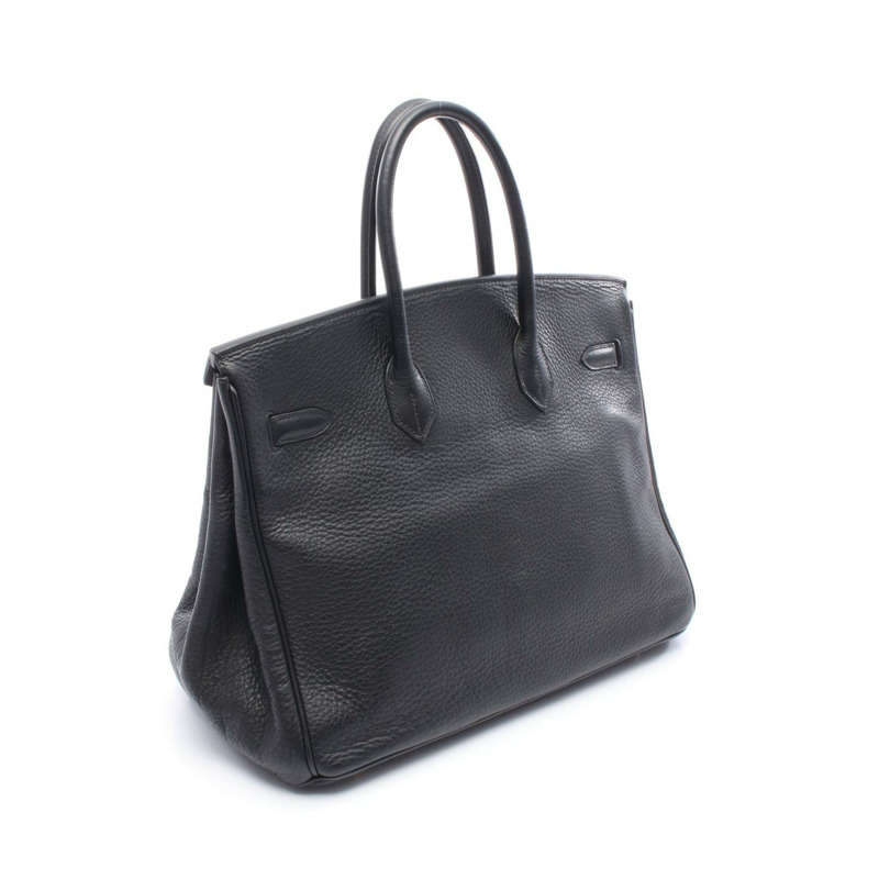 HERMES Birkin 35 手提包 Ardennes 皮革 黑色 二手 女款 GHW G-1