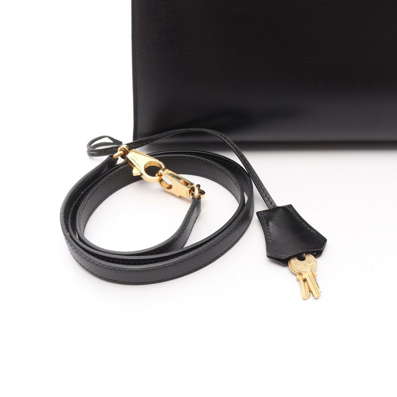 HERMES Kelly 28 單肩包 手提包 盒子 小牛皮 黑色 二手 女款 Z GHW-5