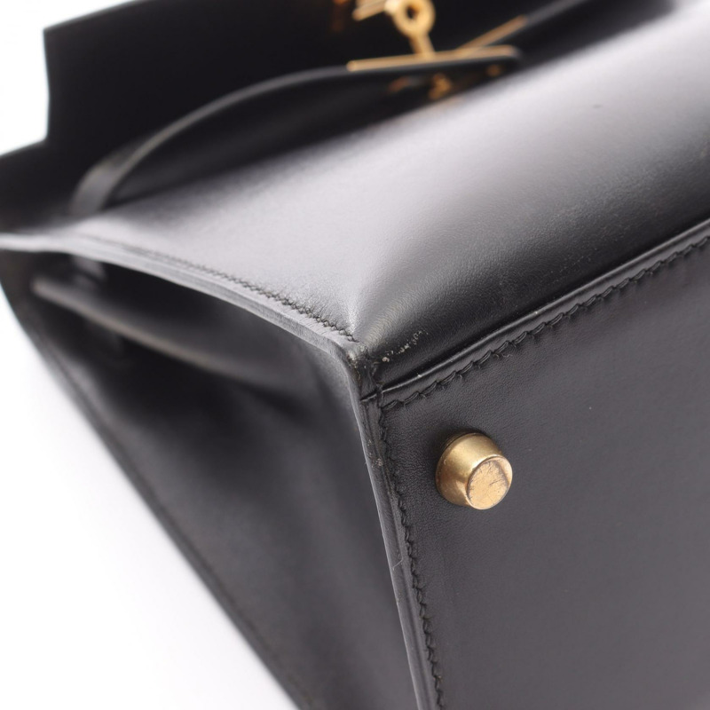 HERMES Kelly 28 單肩包 手提包 盒子 小牛皮 黑色 二手 女款 Z GHW-11
