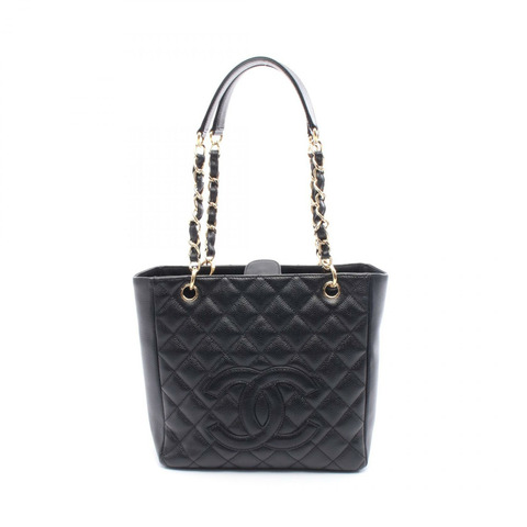 CHANEL Matelasse PST 鏈條托特包 小牛皮 黑色 二手 女款 GHW COCO CC