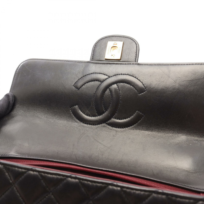 CHANEL Matelasse Parent 手提包 羔羊皮 綿羊皮 黑色 二手 GHW CC-7