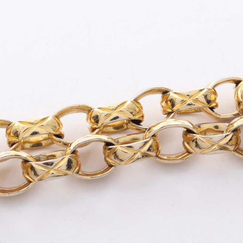 CHANEL COCO 馬克鑽石縫線單肩包小羊皮黑二手女款 GHW-14