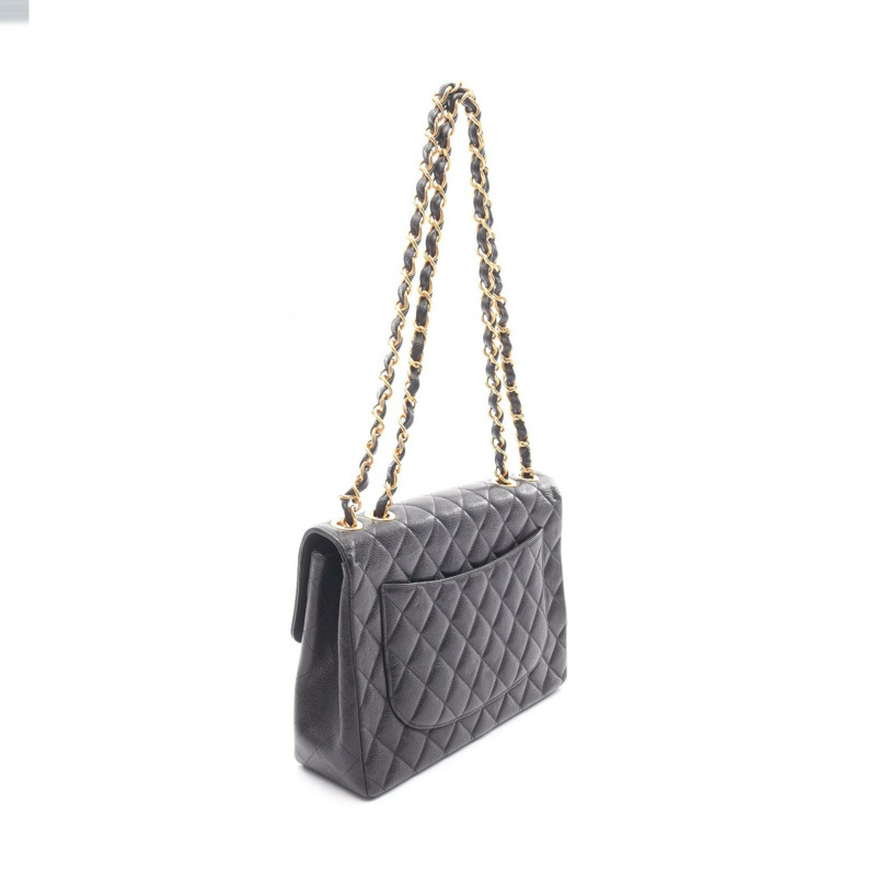 CHANEL Jumbo Matelasse 30 鏈條單肩包 A28600 皮革黑色二手女款 GHW-1