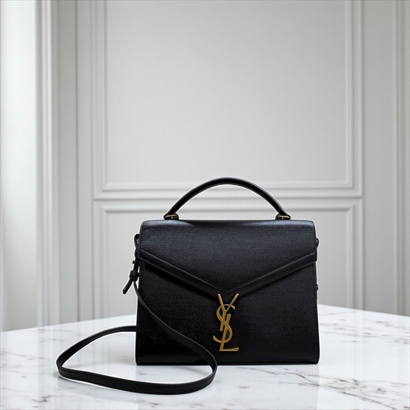 YSL - 黑色金釦魚子醬CASSANDRA手提側背包-0