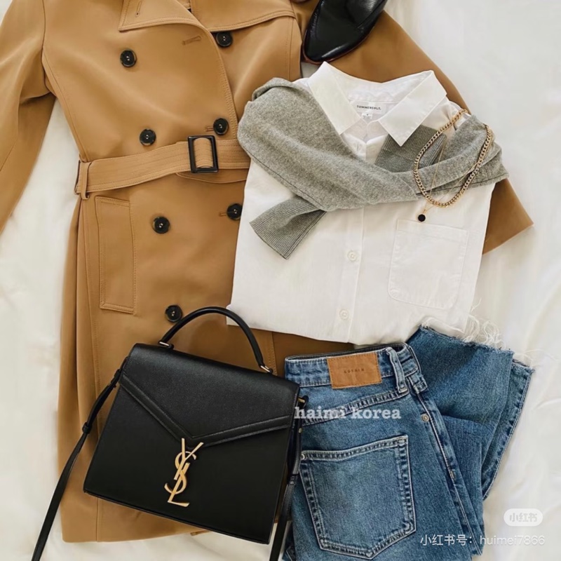 YSL - 黑色金釦魚子醬CASSANDRA手提側背包-1