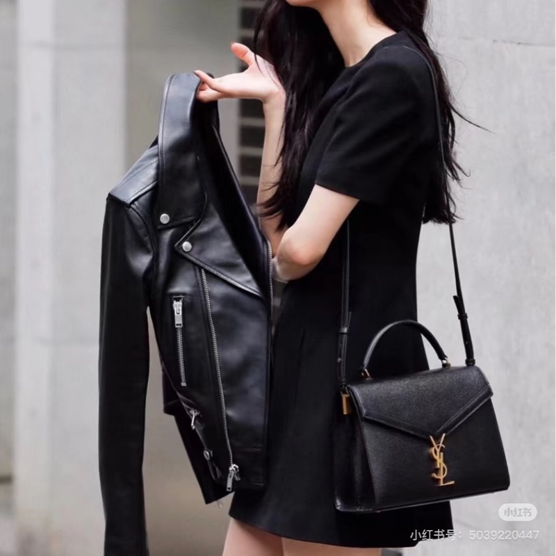 YSL - 黑色金釦魚子醬CASSANDRA手提側背包-3