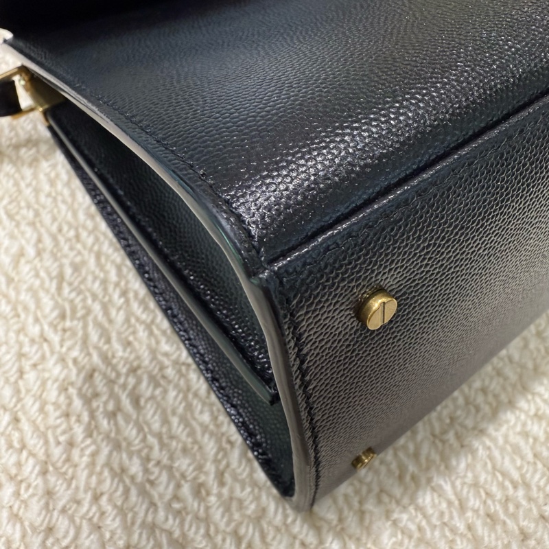 YSL - 黑色金釦魚子醬CASSANDRA手提側背包-6