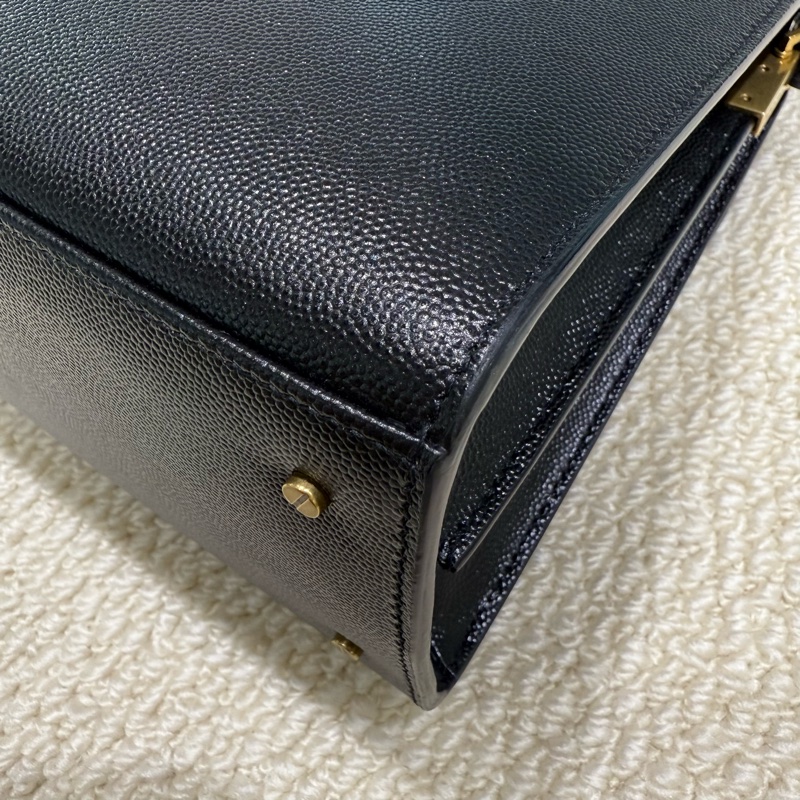 YSL - 黑色金釦魚子醬CASSANDRA手提側背包-9