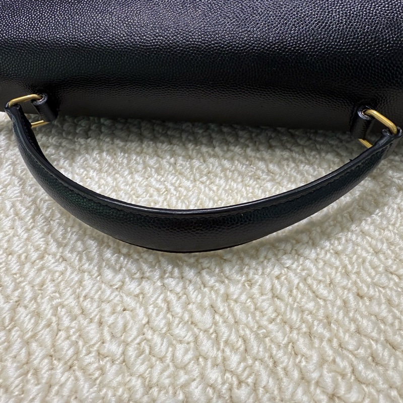 YSL - 黑色金釦魚子醬CASSANDRA手提側背包-15