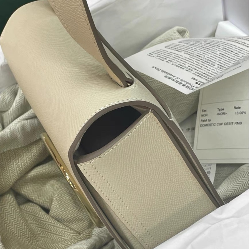 有購証 💓 w刻Hermes Della奶昔白手提包-3