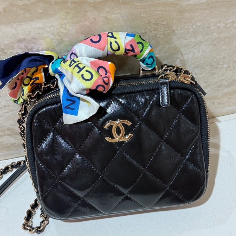 Chanel提把相機包（24c芯片、油蠟皮、亮金釦）-3