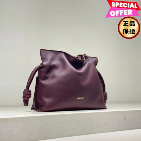 🎉新品好折扣✨Loewe 迷你納帕小牛皮 Mini Flamenco 包 酒紅色