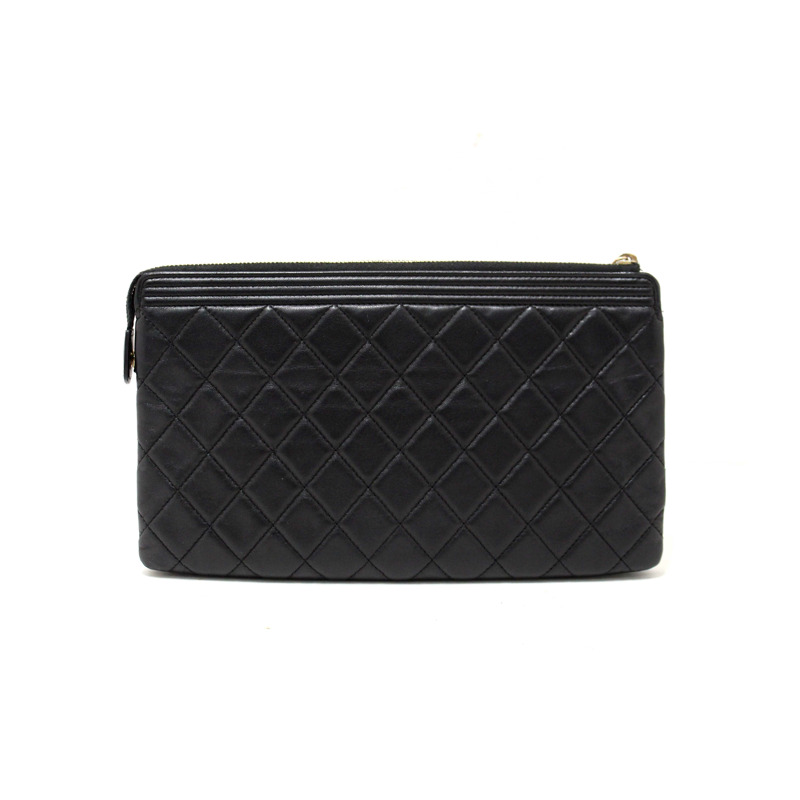 Chanel Black Lambskin Quilted Small Boy Zipped Pouch-2