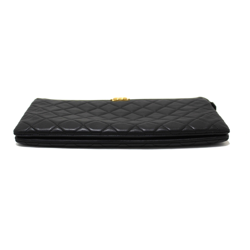 Chanel Black Lambskin Quilted Small Boy Zipped Pouch-3