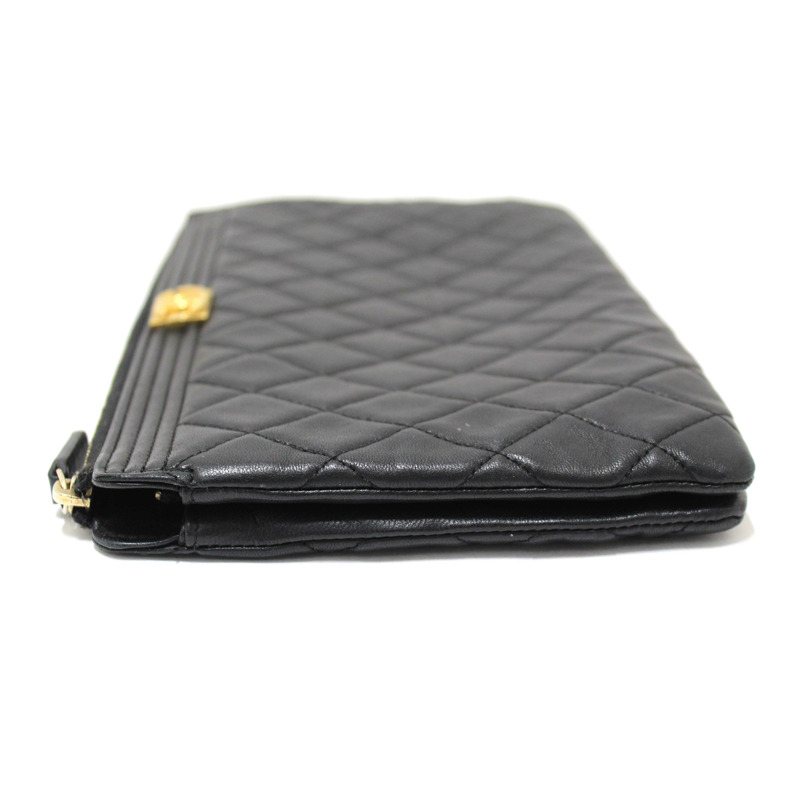 Chanel Black Lambskin Quilted Small Boy Zipped Pouch-7
