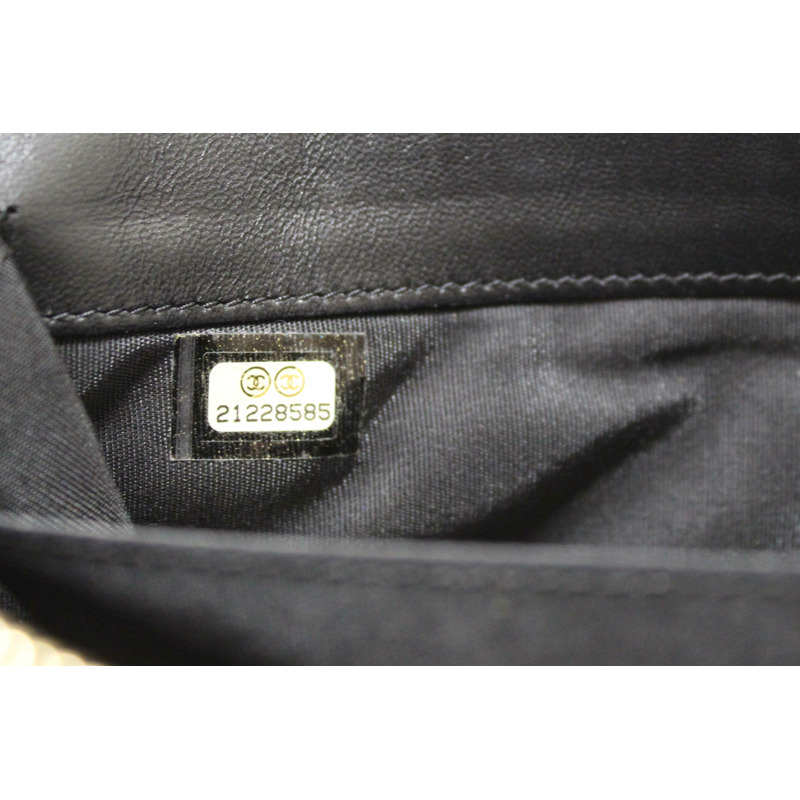Chanel Black Lambskin Quilted Small Boy Zipped Pouch-13