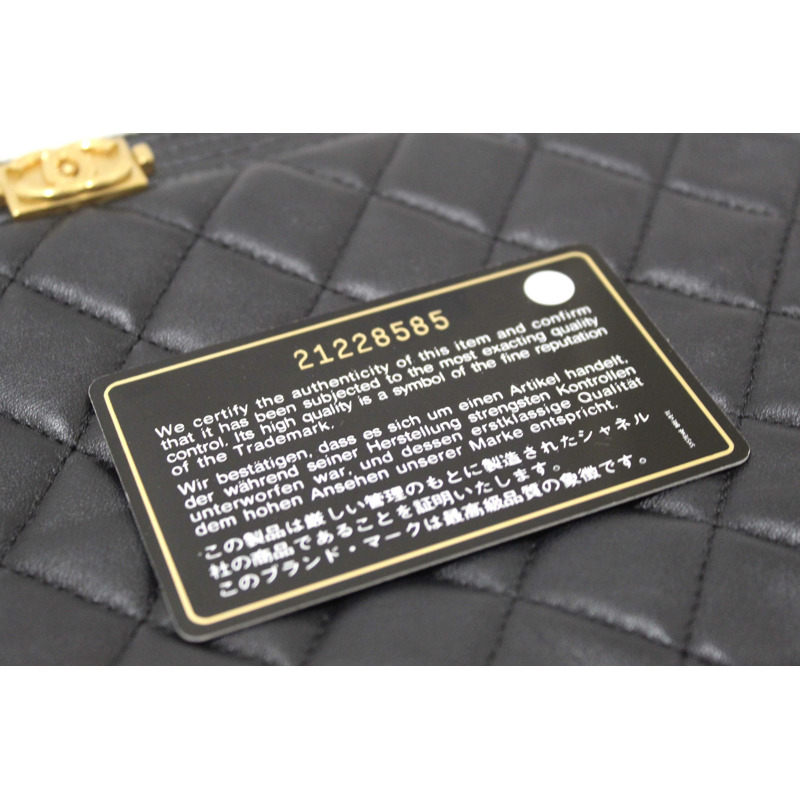 Chanel Black Lambskin Quilted Small Boy Zipped Pouch-16