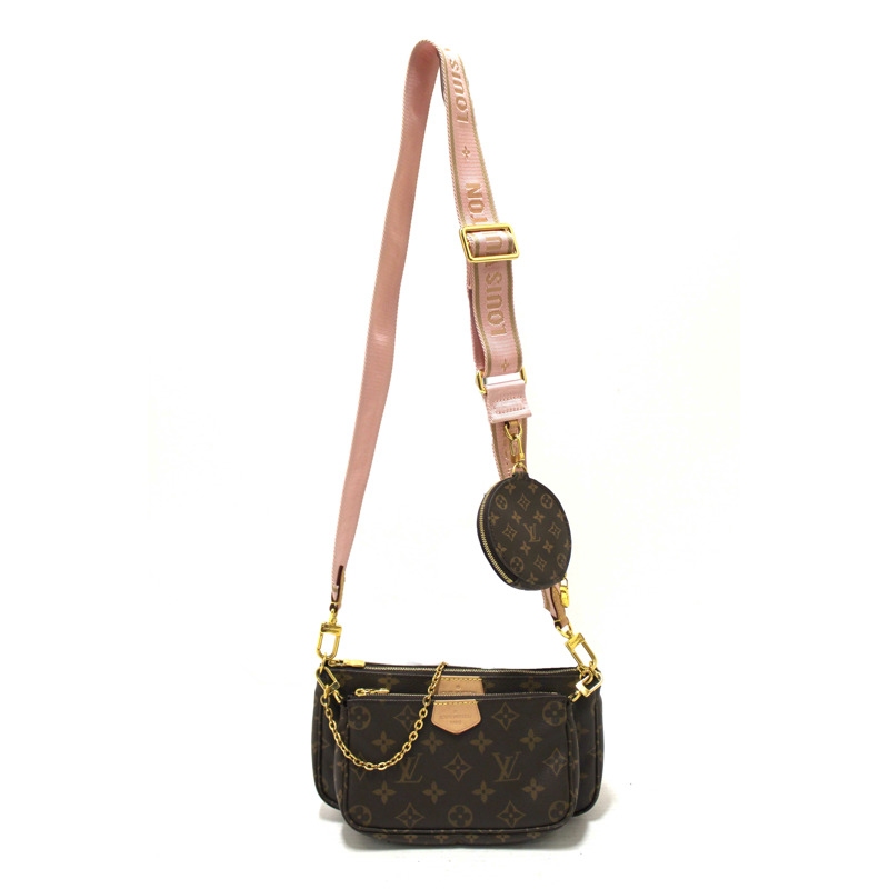 Louis Vuitton Classic Monogram Khaki Pink Strap Multi-Pochette Accessoires Bag-1