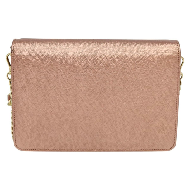 【日本直送】PRADA 鏈條單肩包 皮革 粉紅色 金色 正品 127990-1