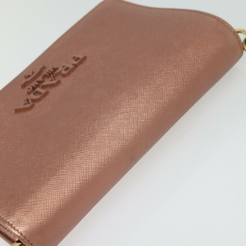 【日本直送】PRADA 鏈條單肩包 皮革 粉紅色 金色 正品 127990-5