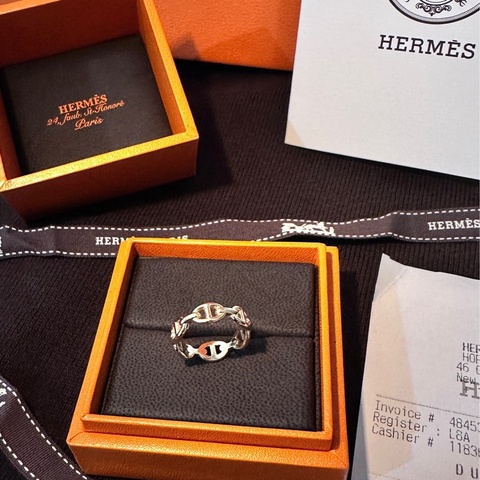 愛馬仕Hermes 18k玫瑰金戒指53號
