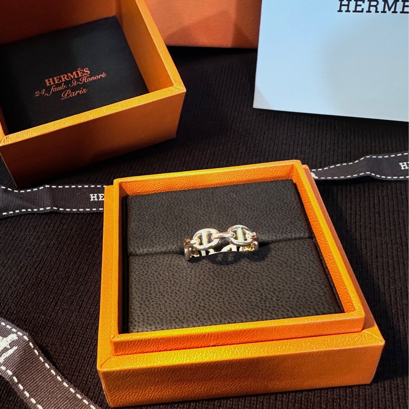 愛馬仕Hermes 18k玫瑰金戒指53號-6