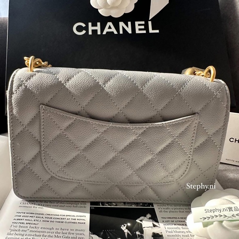 全拍拍最佛_暫售出 限時最後降✨Chanel 香奈兒愛心調節扣WOC金鍊𝘅荔枝牛灰 芯片款 全新全配✨-6