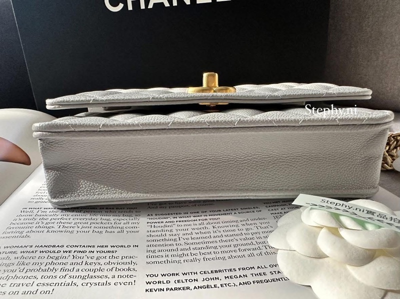 全拍拍最佛_暫售出 限時最後降✨Chanel 香奈兒愛心調節扣WOC金鍊𝘅荔枝牛灰 芯片款 全新全配✨-9