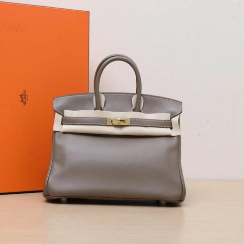 HERMES Birkin2518大象灰Swift皮Z刻金扣肩背包