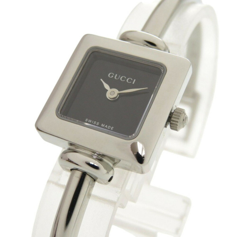 類似新品 Gucci 1900L 不鏽鋼黑色和銀色錶盤石英錶 1058GUCCI-4